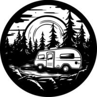 Camping - Black and White Isolated Icon - Vector illustration