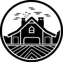 Farmhouse - Black and White Isolated Icon - Vector illustration