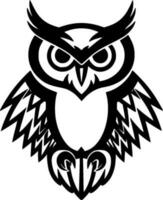 Owl, Black and White Vector illustration