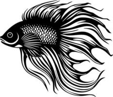 Beta Fish - Black and White Isolated Icon - Vector illustration