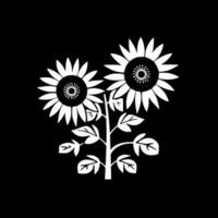 Flowers - Black and White Isolated Icon - Vector illustration