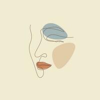 abstract woman face eye closed one line and boho shape beauty concept illustration vector