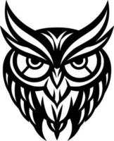 Owl, Black and White Vector illustration