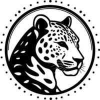 leopardo - negro y blanco aislado icono - vector ilustración