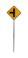 T junction yellow road sign png