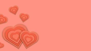 red heart shaped paper cut valentines day background overlapping vector