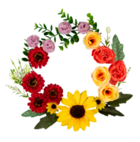 Beautiful round floral frame copy space png