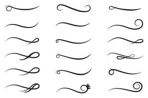 Hand drawn collection of curly swishes, swashes, swoops. Calligraphy swirl. Highlight text elements. vector