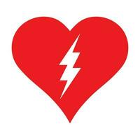 AED icon, automated external defibrillator, aed sign with heart and electricity symbol flat vector icon.