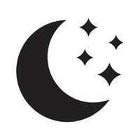 Crescent moon with stars icon on white background. Night icon. Crescent moon icon. Minimalist style. vector