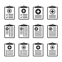 Medical history icon, medical report symbol. Health care clipboard icon. Medical card icon. vector