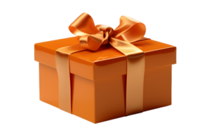 orange gift box with bow, ai generated png