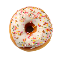 vanille donut met kleurrijk hagelslag, ai gegenereerd png