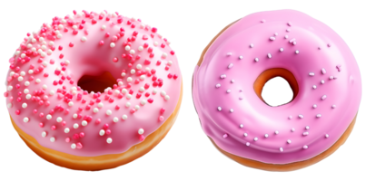 strawberry pink donut with sprinkles, ai generated png