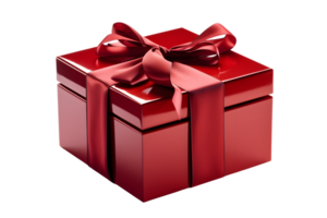 brillante rojo regalo caja con rojo cinta, ai generado png