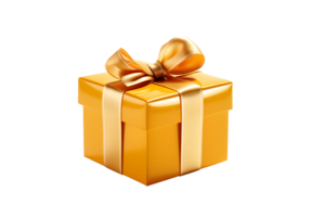 golden yellow box with ribbon bow, ai generated png