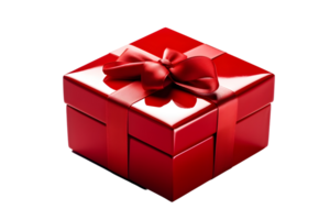 Shiny red gift box with red ribbon, ai generated png