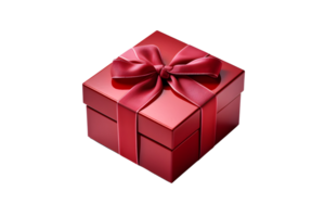 red gift box with red ribbon, ai generated png