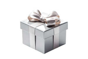 silver box with ribbon, ai generated png