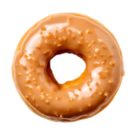 donut with peanut butter icing top view, png