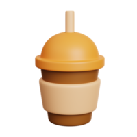 Ice coffee cup. Fast food meal icon isolated. 3D Rendering png