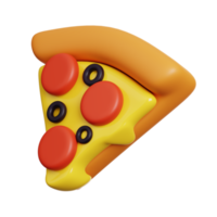 Salami pizza slice. Fast food meal icon isolated. 3D Rendering png