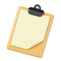 Wooden clipboard with blank a4 paper isolated. Education and school icon. 3D render illustration. png