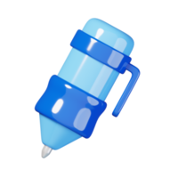 Blue pen isolated. Education and school icon. 3D render illustration png