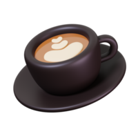 svart kopp av kaffe latte isolerat. kaffe affär och Kafé ikon. 3d framställa illustration png