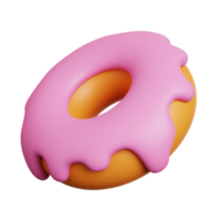 Strawberry donut. Fast food meal and dessert icon isolated. 3D Rendering png