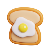 gebraten Ei mit Toast. schnell Essen Mahlzeit Symbol isoliert. 3d Rendern png