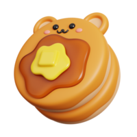 Pancake. Cute dessert sweet character isolated. 3D Rendering png