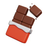 Chocolate bar. Fast food meal and dessert icon isolated. 3D Rendering png