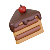 Cake, sweet food isolated. Coffee shop and cafe icon. 3D render illustration png