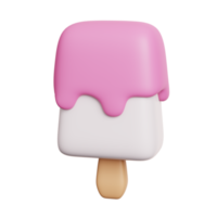 Rosa Eis Sahne Süßigkeiten. schnell Essen Mahlzeit und Dessert Symbol isoliert. 3d Rendern png