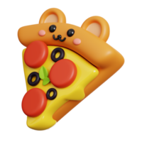 Pizza slice. Cute fast food character isolated. 3D Rendering png