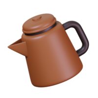 koffie pot geïsoleerd. koffie winkel en cafe icoon. 3d geven illustratie png