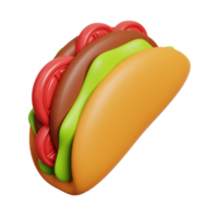 Mexican taco. Fast food meal icon isolated. 3D Rendering png