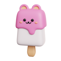 Ice cream candy. Cute dessert sweet character isolated. 3D Rendering png