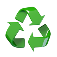 Green recycling symbol, recycle icon isolated. ecology and environment icon concept. 3D render illustration png