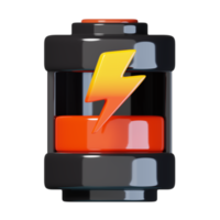 Low battery level icon isolated. ecology and environment icon concept. 3D render illustration png