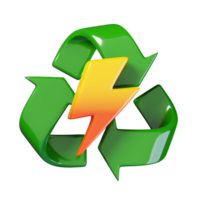 recyceln Energie recyceln Leistung, Grün Energie und Recycling Symbol isoliert. Ökologie und Umgebung Symbol Konzept. 3d machen Illustration. png