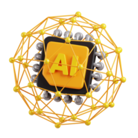 AI network icon isolated. AI support in business and artificial intelligence technology concept. 3D Render illustration. png