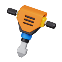 Electric jackhammer. Construction tools minimal icon isolated. 3D render illustration. png