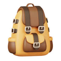 sac à dos isolé. camping et randonnée équipement. été camp et vacances vacances. 3d le rendu png