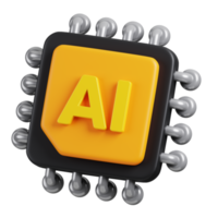 AI microchip icon isolated. AI support in business and artificial intelligence technology concept. 3D Render illustration. png