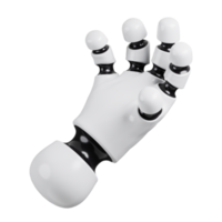 robot hand- Holding gebaar icoon geïsoleerd. ai ondersteuning en kunstmatig intelligentie- technologie concept. 3d geven illustratie. png