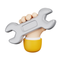 Hand holds a spanners. Construction tools minimal icon isolated. 3D render illustration. png