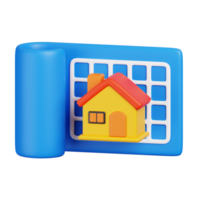 Architectural model of houses on blueprint. Construction tools minimal icon isolated. 3D render illustration. png