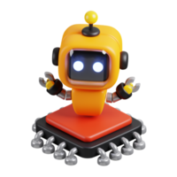 Yellow robot chatbot icon isolated. AI support in business and artificial intelligence technology concept. 3D Render illustration. png